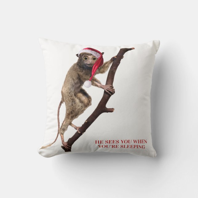 Coussin Drôle bizarre Taxidermy Monkey de Noël | Lemur (Recto)