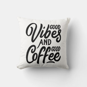 Coussin Drôle Café Bonne Humeur Motivation Noir Blanc