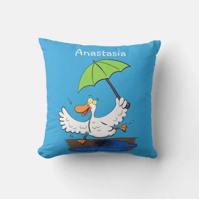 Coussin Drôle canard avec parapluie dessin animé (Recto)