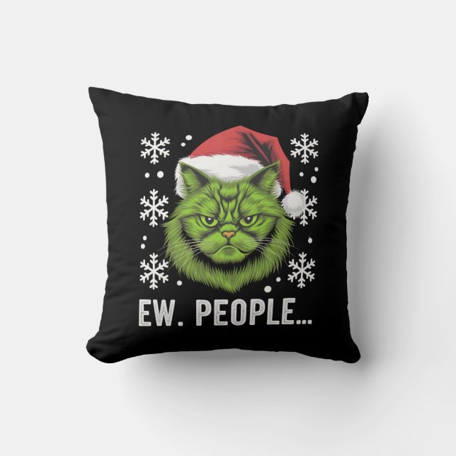 Coussin Drôle Chat de Noël Ew Personnes Meowy Amoureux de  (Recto)