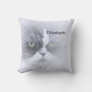 Coussin drôle chat perse avec de grands yeux lancer l'orei