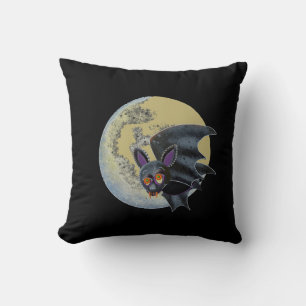 Coussin Drôle Chauve-souris Pleine Lune Halloween Ivre
