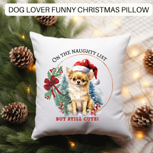 Coussin Drôle Chien Naughty Liste Noël