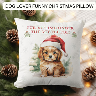 Coussin Drôle Chien premier Noël