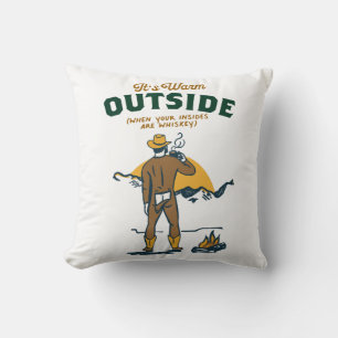 Coussin Drôle Cowboy Boire Whiskey