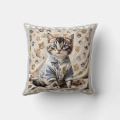 Coussin Drôle d'Art Mignon de Chat au Lit Animal (Verso)