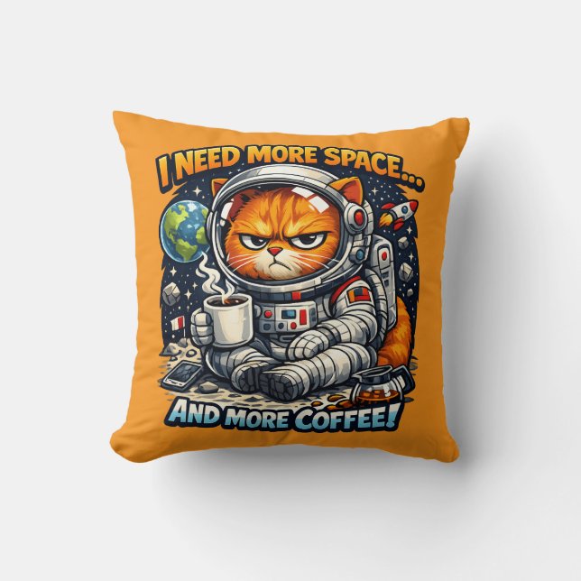 Coussin Drôle de chat grincheux, besoin de plus d'espace e (Recto)