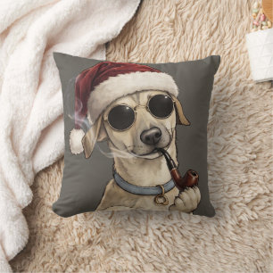 Coussin Drôle de chien cool Joyeux Nouvel An Design