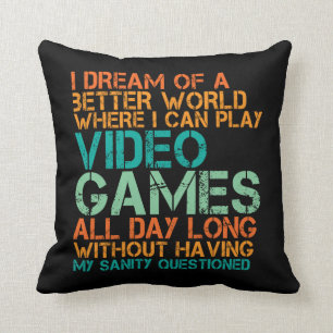Coussin drôle de citation pour des jeux vidéo ge