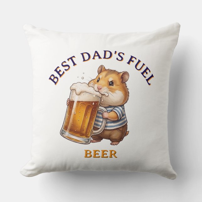 Coussin Drôle de hamster buvant de la bière - (Recto)