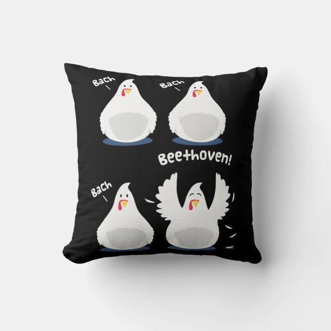 Coussin drôle de musique de poulet de Beethoven (Recto)