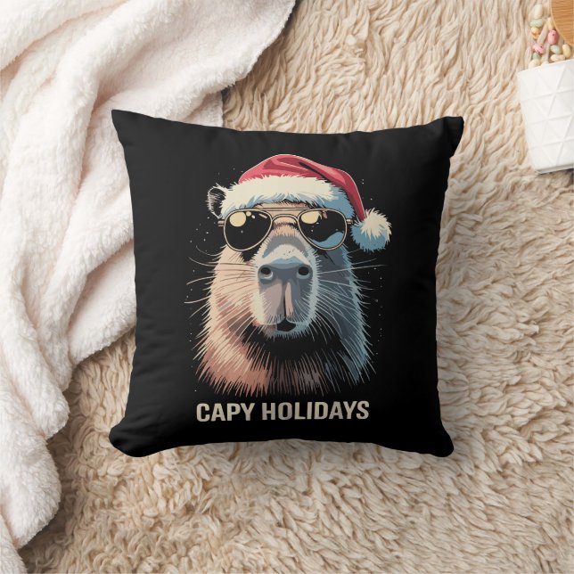 Coussin Drôle de Noël Capy Vacances Xmas Capybara  (Couverture)