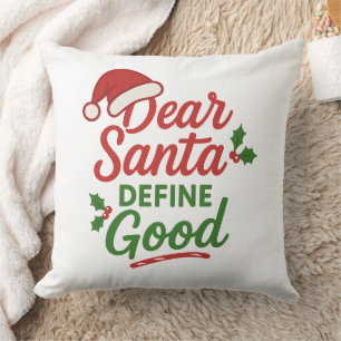 Coussin Drôle de Noël Cher Père Noël Définissez Bien