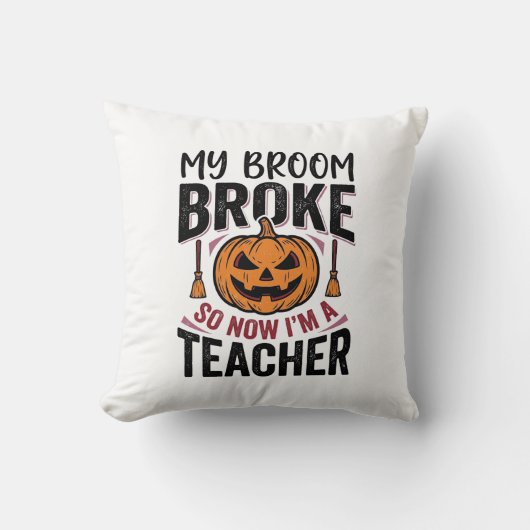 Coussin Drôle de professeur d'Halloween Balai Cassa Concep (Recto)