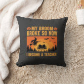 Coussin Drôle de professeur d'Halloween Balai cassé Design (Couverture)