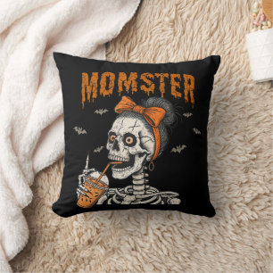 Coussin Drôle de squelette de momstre vintage Halloween