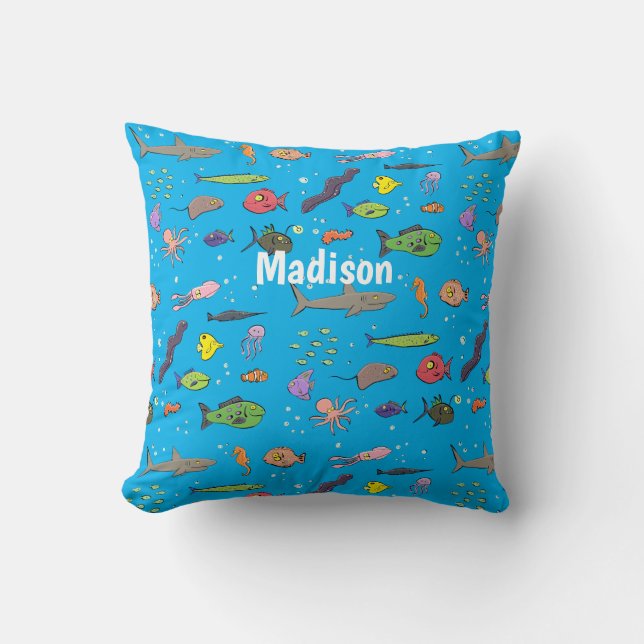 Coussin Drôle des créatures marines dessin motif (Recto)