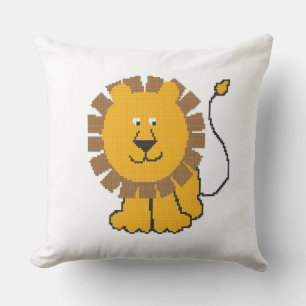 Coussin Drôle dessin animé de point de croix Lion