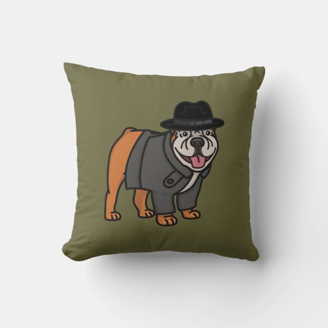 Coussin Drôle détective anglais Bulldog Throw Pillow (Recto)