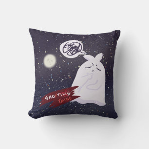 Coussin Drôle d'humour d'Halloween surpensant Fantôme