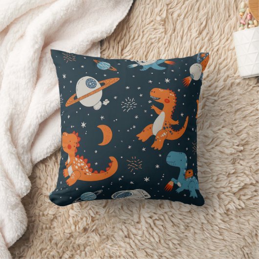 Coussin Drôle Dino Dans L'Espace (Couverture)