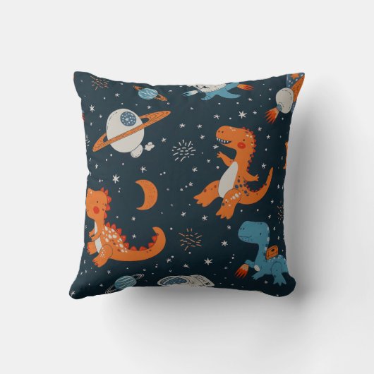 Coussin Drôle Dino Dans L'Espace (Verso)