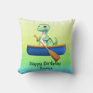 Coussin Drôle dinosaure Kayak voile fête d'anniversaire