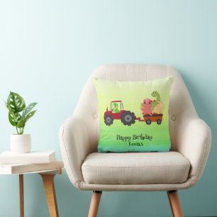 Coussin Drôle dinosaure tracteur fête d'anniversaire do-it