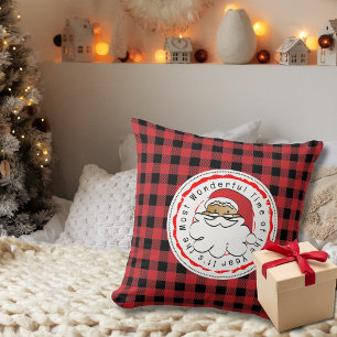 Coussin Drôle ethnique Père Noël Cartoon rouge noir Buffal
