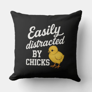 Coussin Drôle "Facilement Distrait Par Les Poules" Humo Sa