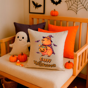 Coussin Drôle Halloween Capybara Éffrayant Décor