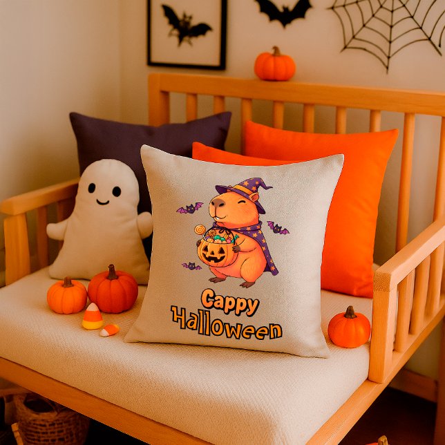 Coussin Drôle Halloween Capybara Éffrayant Décor (Créateur téléchargé)