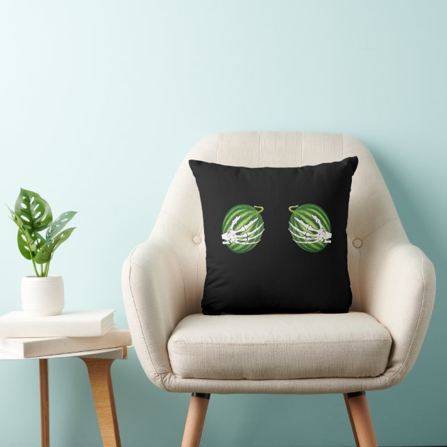 Coussin Drôle Halloween Squelette mains tenant Melons (Chaise)
