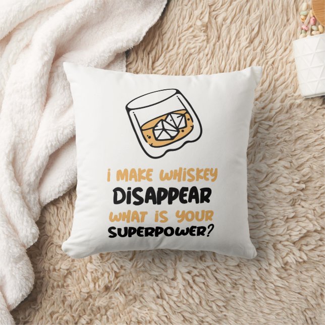 Coussin Drôle je fais disparaître Whiskey (Couverture)