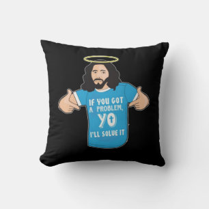Coussin Drôle Jésus Chemise Chrétienne Mème Yo Je le résou