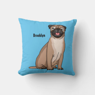 Coussin Drôle joyeux dessin animé de chien de carlin
