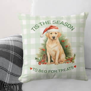 Coussin Drôle Labrador mendier pour les cures Noël