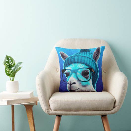 Coussin Drôle Llama Alpaca mignonette Animaux Beanie Casqu (Chaise)