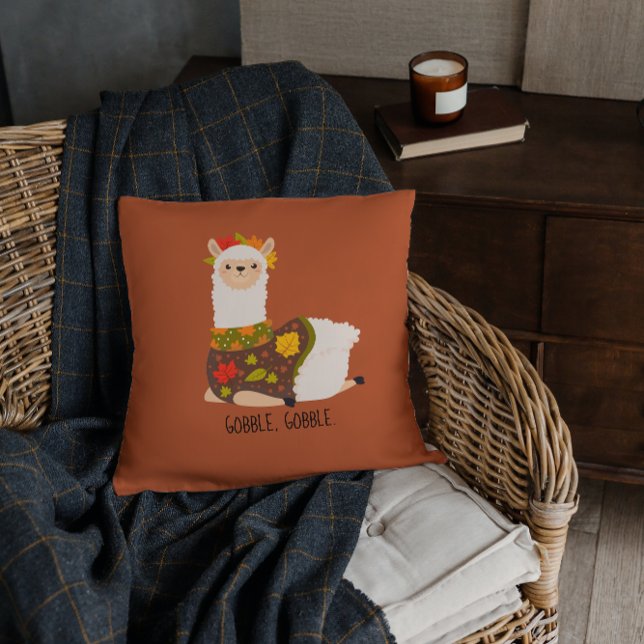 Coussin Drôle Llama Thanksgiving (Créateur téléchargé)