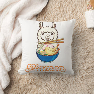 Coussin Drôle Llamen Cute Llama Manger Ramen Lover Vintage