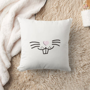 Coussin Drôle mignon lapin de Pâques dessin animé du visag