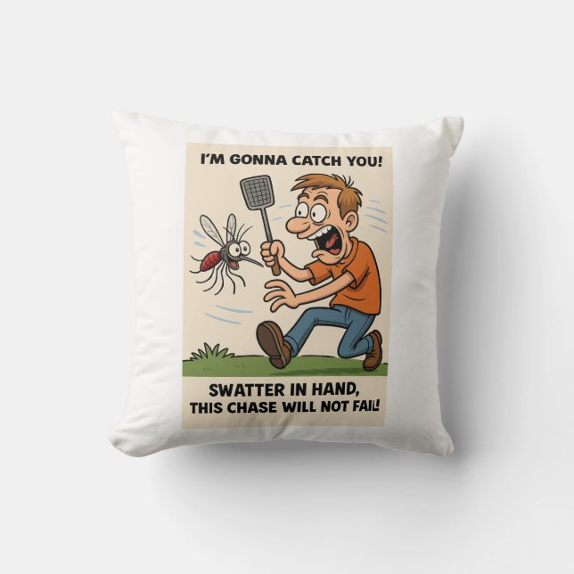 Coussin Drôle Mosquito Cartoon Bug Chase avec eau (Recto)