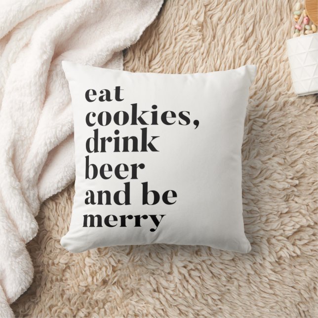Coussin Drôle Noël Boire Bière Soyez Joyeux Plaid (Couverture)