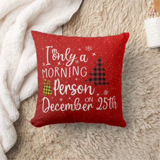 Coussin Drôle Noël Matin Personne Fête Rouge