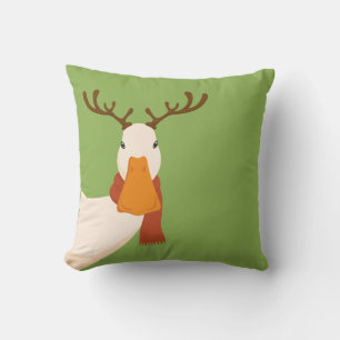 Coussin Drôle Noël mignon Canard porte des cerfs Antlers