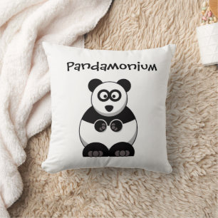 Coussin Drôle Pandamonium Panda Cartoon, Mignonne Pun Stre