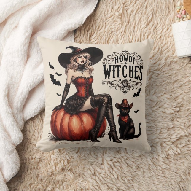 Coussin Drôle Pays Vintage Occidental Sorcière Halloween (Couverture)