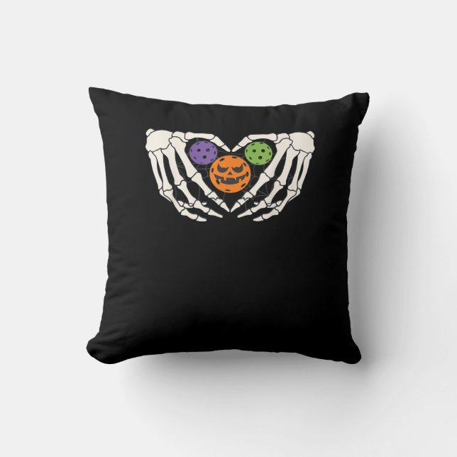 Coussin Drôle Pickle Halloween Squelette Mains Coeur Pumpk (Recto)
