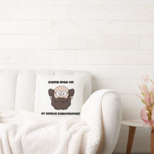 Coussin Drôle Porteur Professeur Caricature, Génie ou Dumb