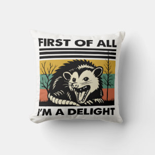 Coussin Drôle Possum Citation - Tout d'abord je suis un pl